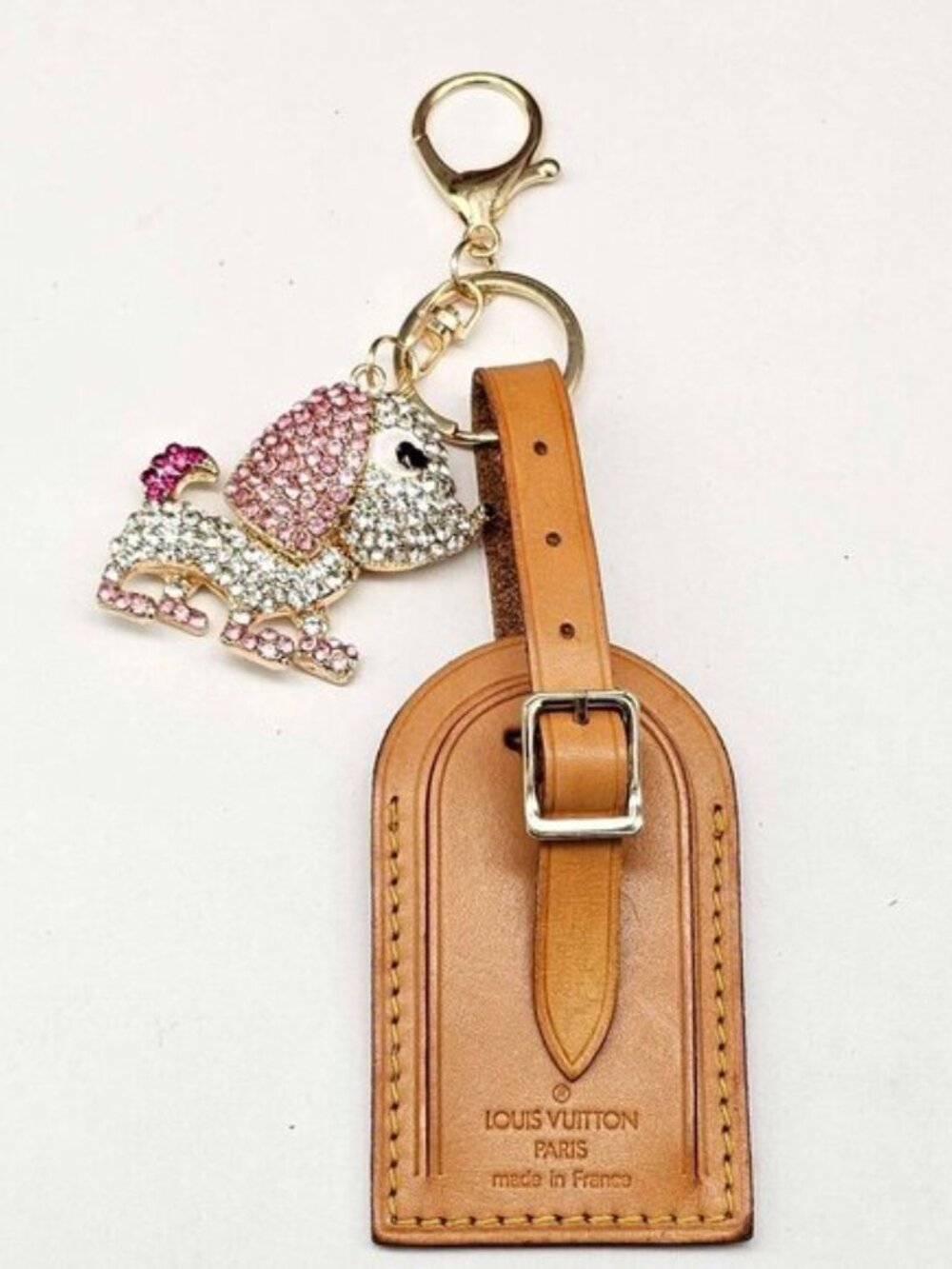 Authentic Louis Vuitton Luggage Tag with Unbranded Keycharm, Keychain